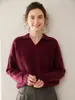 Nuevo Suéter de Cachemira para Mujer Otoño e Invierno con Cuello en V Jacquard de Tres Hilos Grueso Engrosado Suéter Base de Punto de Cachemira para Mujer