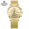 Reloj MEGIR con esfera ultrafina y correa de malla, multifunción, cronógrafo, resistente al agua, luminoso, calendario, venta al por mayor.