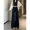 Jeans de pierna recta para mujer, verano y otoño 2026, nuevo diseño de moda de pierna ancha, pantalones negros adelgazantes