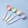 Colher de Sopa com Escorredor de Palha de Trigo Uso Duplo Tamanho Cabo Longo Panela Quente Sopa Engrossada Cozinha Doméstica Alto Valor Colher para Panela Quente