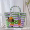 Perro de Dibujos Animados Bolso Tejido Colorido Bolsa de Regalo Souvenir Bolso de Mano Versátil para el Viaje Diario Bolsa de Picnic