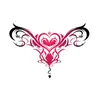 Pegatina de tatuaje seductora en tonos rojos para cintura y abdomen, tótem de corazón, llama y lazo, pegatina de tatuaje de barriga sexy impermeable para mujeres