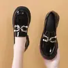 Mocasines para mujer 2026 nuevo modelo de otoño, punta redonda, piel brillante, estilo británico, suela gruesa, slip-on que aumenta la altura, zapatos de colegiala