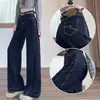 Jeans Azul Denim Lâmina Curva Feminino 2026 Outono Novo Estilo Elástico Solto Cobre Defeitos Popular Este Ano Foice Calça Wide Leg