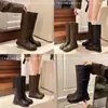 Botas de mujer estilo western para otoño e invierno, botas de jinete de moda con hebilla de cinturón, de caña alta apiladas, nuevo vintage 2026, botas de vaquero para chica popular