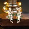 Aretes Largos Florales de Piedras Preciosas Rongxing Transfronterizos, Versión de Piedras Preciosas Multicolor, Aretes Versátiles para Fiestas, En Stock