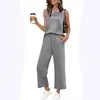 Amazon Europeo y Americano Transfronterizo Primavera y Verano Nuevo 2026 Traje Casual para Mujer Top sin Mangas de Cuello Redondo Conjunto de Dos Piezas