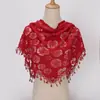 Véu de Renda, Lenço Triangular de Renda com Franjas, Lenço de Cabeça, Lenço de Seda, Xale de Noiva, Véu