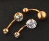 Piercing corporal mais vendido na Amazon, conjunto de 3 peças, joia de piercing em aço inoxidável, gema de zircônia, anel de umbigo dourado, atacado