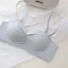 Suave Set de Lencería Color Crema, Suave y Ceroso para Niñas, Estilo Tubo sin Costuras con Pliegues, Push-Up para Pecho Pequeño