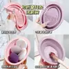 Set de Herramientas de Tazón para Limpiar Brochas de Maquillaje, Jabón Limpiador para Esponjas de Belleza, Solución de Limpieza en Seco para Polveras Mágicas, Cesta de Malla para Secado