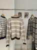 KEKEZOON suéter de punto a rayas color block con cuello redondo cárdigan de manga larga 2026 nuevo suéter estilo coreano top 8808