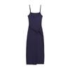 Vestido Gris de Tirantes de Chica Caliente para Mujer 2025 Nuevo Verano Nudo Cintura Sexy Falda A-Line Fondo Falda Larga
