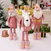 Decoraciones Navideñas Transfronterizas Papá Noel Rosa Muñeco de Nieve Reno Figuras Telescópicas Adornos para Escaparates Regalos de Decoración Navideña