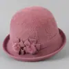 Sombrero de pescador de punto floral para mujer de mediana edad y ancianas, sombrero cálido de ala enrollada de abuela para otoño e invierno, sombrero formal para ancianos