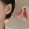Pendientes de Botón Imitación Piedra de Luna Frescos y Elegantes para Mujer Plata Pura S999 Temperamento Super Hada Versátiles Pendientes de Gama Alta Venta al por Mayor