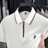 Estilo Nuevo de Verano Camisa Polo de Moda para Hombre con Media Cremallera, Color Sólido Bordado para Hombres Jóvenes y de Mediana Edad, Estilo Coreano de Alta Gama Casual de Manga Corta para Hombre
