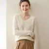 Suéter de Cashmere Espesso com Gola V de Sete Agulhas Dupla Camada, Estilo Novo 2025 para Mulheres, Suéter de Lã de Malha Solta, Camada de Base de Lã