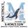 Fornecimento Transfronteiriço de Patches Bordados com Letras em Inglês de Baleia Fofa de Desenho Animado e Onda do Oceano, Patches Azuis para Roupas