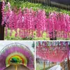 Enredadera artificial violeta hecha a medida transfronteriza para decoración de interiores, flores de pared, flores artificiales para techo, plantas colgantes para sala de estar, flores artificiales