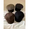 Boina octogonal de estilo retro británico con banda de cuero a rayas para mujer, hace que la cara parezca más pequeña, adecuada para caras cuadradas y redondas, circunferencia de cabeza grande, sombrero de artista
