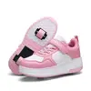 Nuevos Zapatos con Ruedas Dobles para Niños y Niñas, Tenis de Patinaje de Velocidad para Adultos, Patines Desmontables para Niños