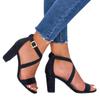Sandalias de Verano con Tiras Cruzadas y Cierre Trasero con Tacón Grueso para Mujer, Estilo Europeo y Americano, Tacones Altos en Stock
