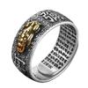 Anillo de plata tailandesa estilo nacional Sutra del Corazón Valiente personalidad apertura anillo para hombre chicos retro Plata Marea dedo índice para hombre al por mayor