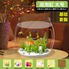 Acuario Pequeño de Oficina, Tanque Transparente Engrosado para Tortugas, Tanque Redondo de Paisajismo Pequeño para Peces Dorados para Escritorio de Sala de Estar en Casa