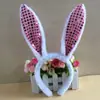Diadema de conejo de peluche con lentejuelas y orejas largas, hebilla para la cabeza, pasador para el cabello, Día del Niño, Conejo de Pascua, accesorios de cosplay