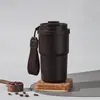 Nueva taza de café de acero inoxidable 500 ml con asa, colador de té, popote y aislamiento, adecuada para llevar, con impresión de logotipo