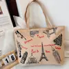 Bolso de Hombro Nuevo Estampado, Bolso de Lona para Mujer de Mano, Bolso Tote Estilo Coreano de Gran Capacidad, Bolso Artístico para Estudiante