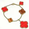 Pulsera Flor de Trébol de Cuatro Hojas Vanjia Tamaño Aleatorio para Mujer Ins Chapado Grueso Oro Rosa 18K Ágata Roja Ágata Negra Pulsera Venta al por Mayor
