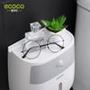 Eco Coco Montado en la pared Presionar para abrir Impermeable Caja de pañuelos de doble capa Baño con cajón de almacenamiento Soporte para pañuelos