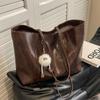 Bolso de Mujer de Gran Capacidad 2024 Nuevo Otoño e Invierno Alto Sentido Marrón Estudiante Universitario Clase Bolso de Hombro Bolso Tote para Viajes