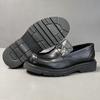 Zapatos Casuales de Cuero Genuino para Hombre de Estilo Británico de Otoño, Zapatos de Hombre de Estilo Business con Suela Gruesa, Zapatos de Cuero para Hombre de Puntera Ancha con Cuero Vacuno