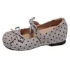 Novos sapatos de salto baixo com laço para saia, sapatos Mary Jane doces combinando com outono de 2026, salto oculto, bolinhas onduladas femininas