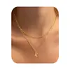 Collar Doble Capa con Letras Apiladas Transfronterizo para Mujer para Usar como Regalo Cadena con Colgante de Letra Cadena de Clavícula Linda Nicho