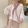 Chaleco de Lana de Rayas Finas al por Mayor para Mujer, Calentador de Cuello Multifuncional, Bufanda Triangular de Punto Imitación Cachemir, Versátil para Otoño e Invierno