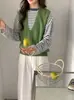 26 Otoño Nuevo Estilo Coreano 100% Lana de Oveja Color Sólido Cuello en V Sin Mangas Versátil Chaleco de Punto para Viajar para Mujer