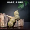 Sándalo Verde Natural Tallado Multi-Semilla Cacahuete Pie de Mano Adornos de Escritorio Madera Maciza Sin Pintar Mascota de Té Plato Decorativo