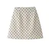 Falda de lunares francesa para mujer, colección de otoño, de cintura alta, adelgazante, línea A, ajustada a la cadera, minifalda, adecuada para figuras petite