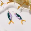 Pescado Colorido Tejido Divertido de Dibujos Animados Colgante Pendientes Dopamina DIY Pendientes Colgante para Bolsos Llavero Accesorios