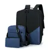 Nova Bolsa de Negócios Masculina Transfronteiriça Mochila para Laptop de Três Peças Mochila USB de Grande Capacidade com Impressão de Logo