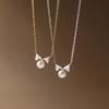 Nalan Prata S925 Fresco e Doce Estilo Ins Senso de Design Nicho Colar de Contas com Laço de Diamante Y01862