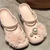 Amuletos para Zapatos de Madera de Ballet con Suaves y Elegantes Flores de Perla, Decoraciones 3D Dulces y Lindas, Desmontables, Venta al por Mayor Transfronteriza