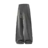 2026 Verano Nuevos Pantalones Largos Deportivos Casuales de Moda Juvenil para Hombre, Color Sólido Simple, Cordón, Holgados, Rectos