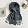 Bufanda de Lana Mezclada para Otoño e Invierno para Mujer, Nuevo Chal de Borlas de Color Sólido a la Moda, Bufanda Gruesa Cálida Versátil de Alta Gama para el Cuello