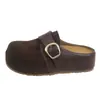 Medias pantuflas de media punta con hebilla interior para aumentar altura, otoño 2026, pantuflas slip-on de suela gruesa para mujer, para usar al aire libre, estilo perezoso