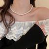 Collar de perlas de colores apiladas largas, de lujo, ligero, estilo francés, cadena de clavícula elegante y sencilla, collar retro de alta calidad para mujer